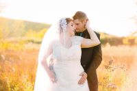 Bride and Groom in Field