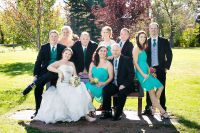 Bridal party on park bench